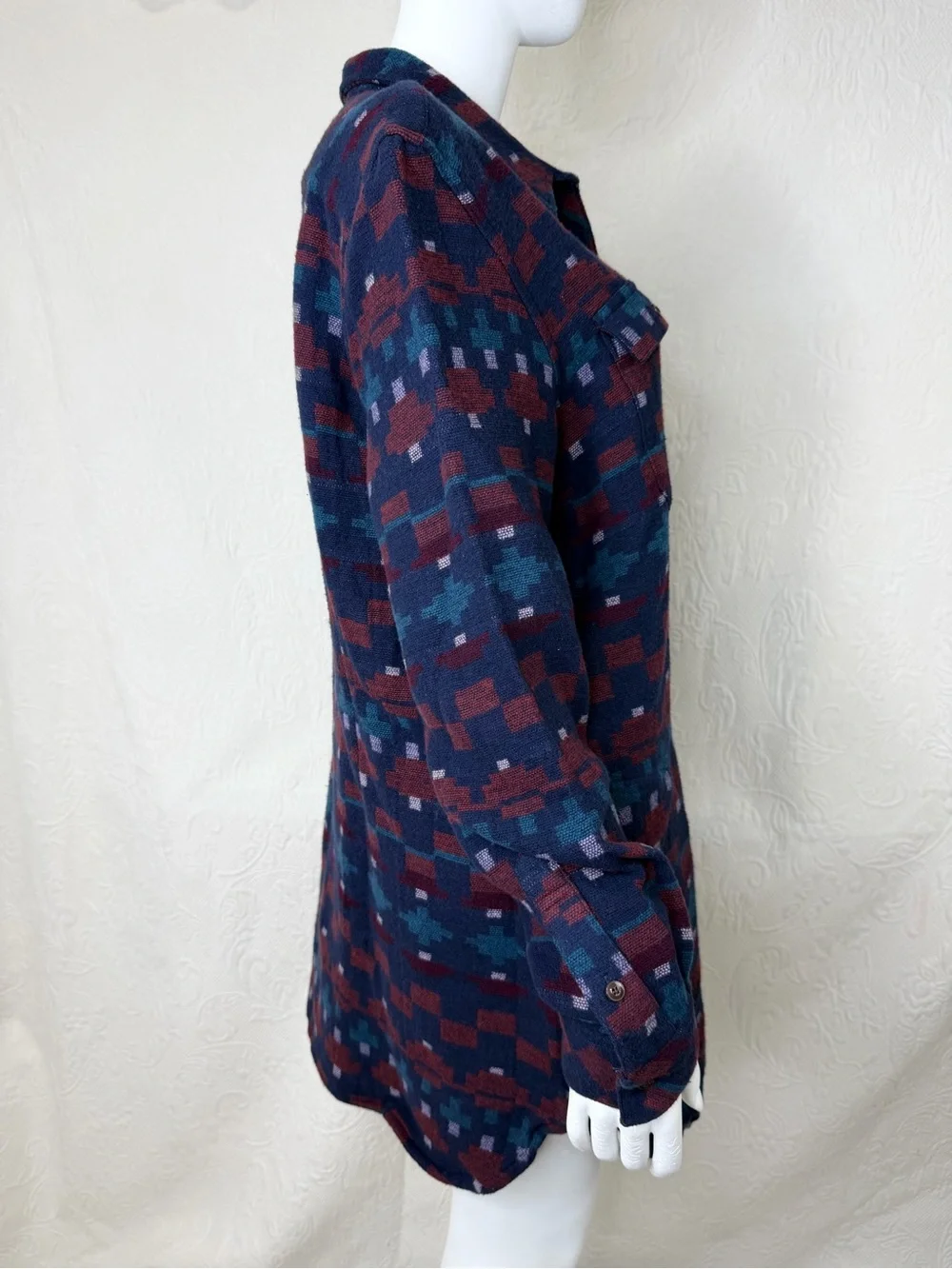 LL Bean Signature XL NWT Aztec Patterned Southwestern Chamois Tunic Shirt Jacket